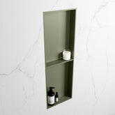 MONDIAZ EASY Nis 149,5x29,5cm in solid surface kleur Army | Army. 2 vakken geschikt voor in- of opbouw